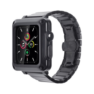 Suitable for Apple Watch Stainless Steel Bead Strap Metal Protective Case Tempered Film All-in-One iwatch Case