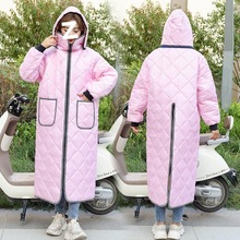 电动车挡风衣冬季女骑车加厚加绒挡风被电车电瓶车防水防风罩跨境