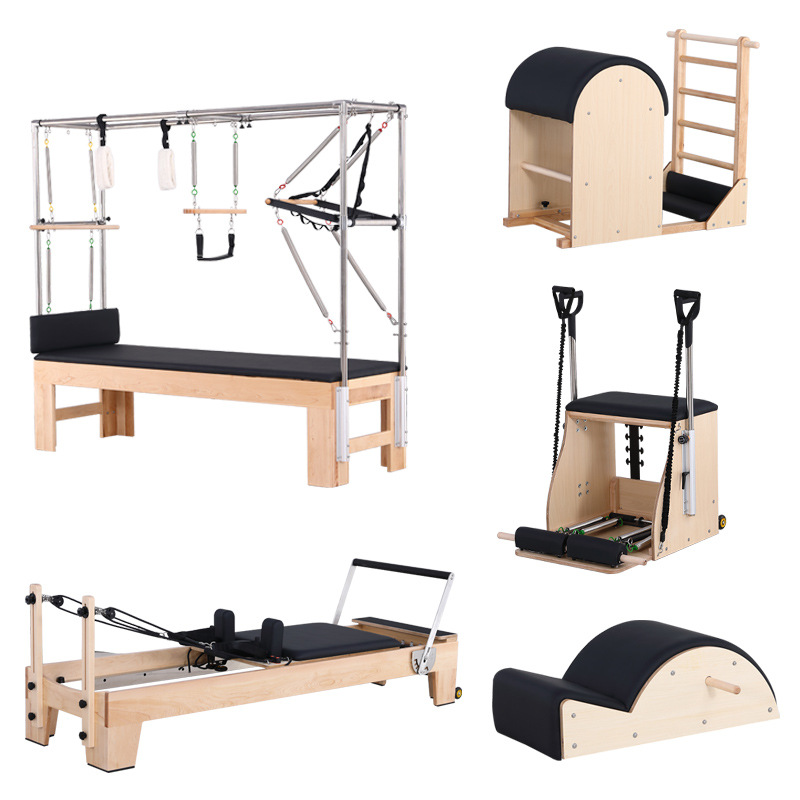 Pilates núcleo cama cinco piezas yoga estudio fitness escalera barril silla columna corrector blanco Arce equipo grande