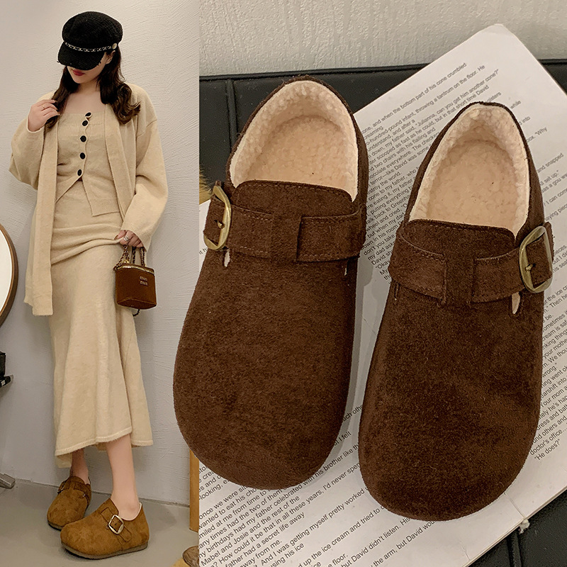 Zapatos Birken para mujeres 2026 nuevo cuero esmerilado todo incluido otoño y invierno más terciopelo grueso versátil antideslizante casual zapatos de mujer image 3