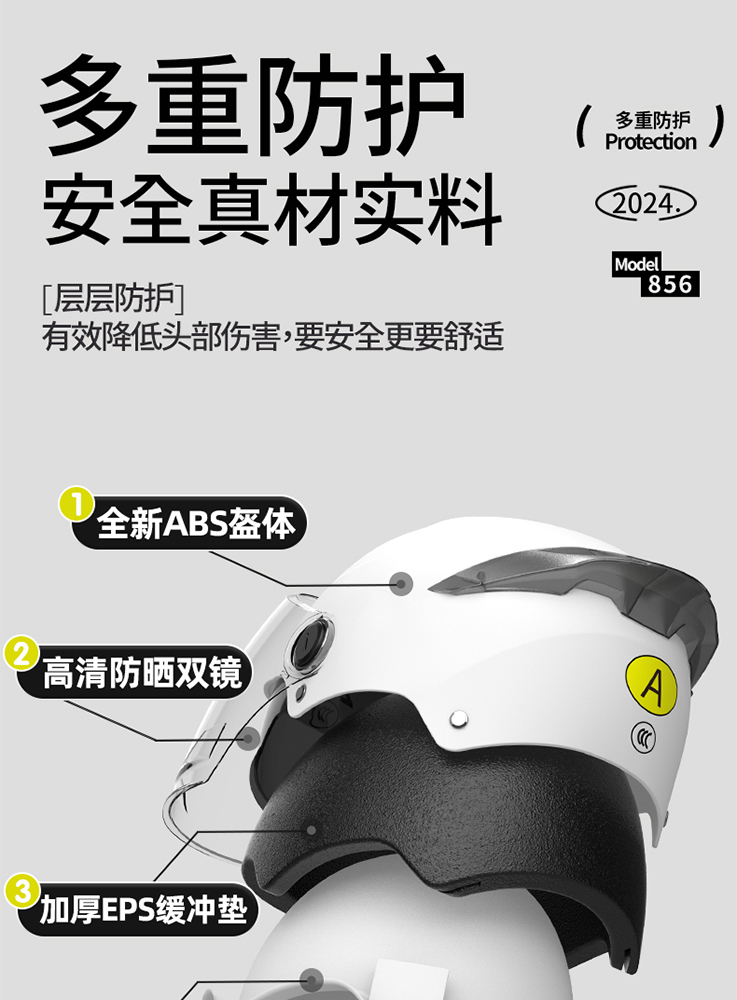 New national standard 3C certification electric car helmet double mirror men's and women's summer sunscreen four seasons universal battery motorcycle helmet