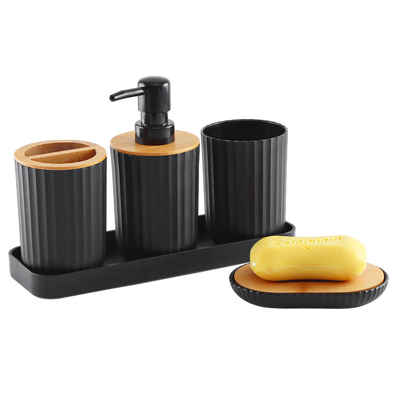STAI Amazon nuevo conjunto de lavado y enjuague de baño taza de almacenamiento de suministros de cepillo de dientes de hotel conjunto de bandeja