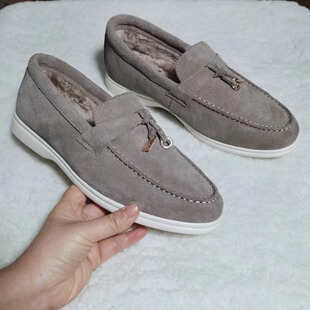 Factory spot direct LP high version of real leather hair a pedal casual soft bottom cotton shoes comfortable Joker loafers