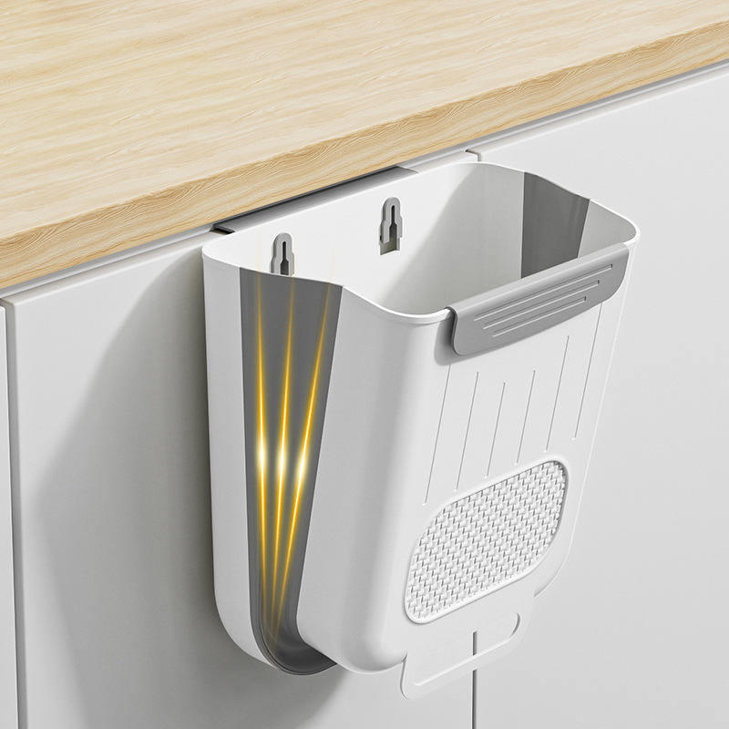 キッチンゴミ箱吊り下げ家庭用生ごみキャビネットドア専用壁掛け分類折りたたみ式浴室トイレットペーパーバスケット|undefined