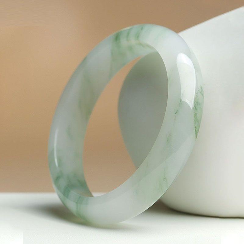 Natural Xinjiang Tianshan Cui Xue Cui Piaohua Jade Bracelet Women's New Bracelet Genuine Jade Bracelet with Real Jade