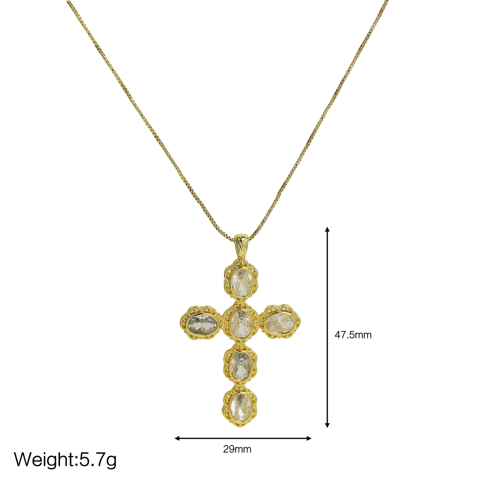 Copper Simple Style Plating Cross Pendant Necklace display picture 4