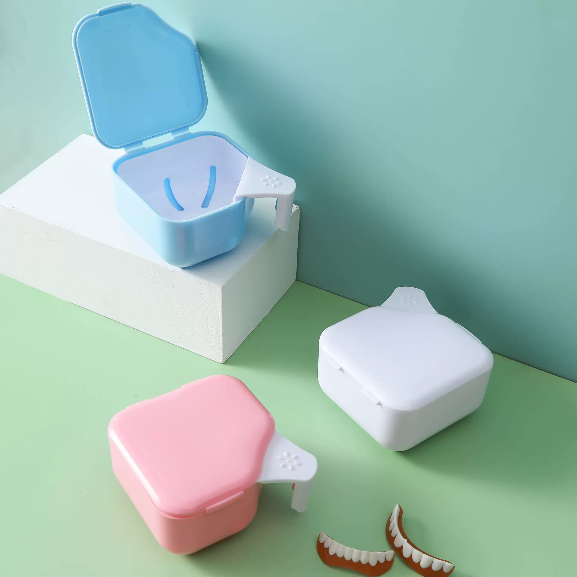 Коробка для хранения зубных протезов, коробка для замачивания зубных протезов для пожилых людей, коробка для чистки невидимых брекетов, хороший внешний вид, защита полости рта