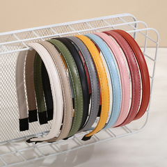 Korean Retro PU Leather Solid Color Headband Simple and Versatile Candy Color Elegant Headband Sweet Girl Style Face Washing Headband