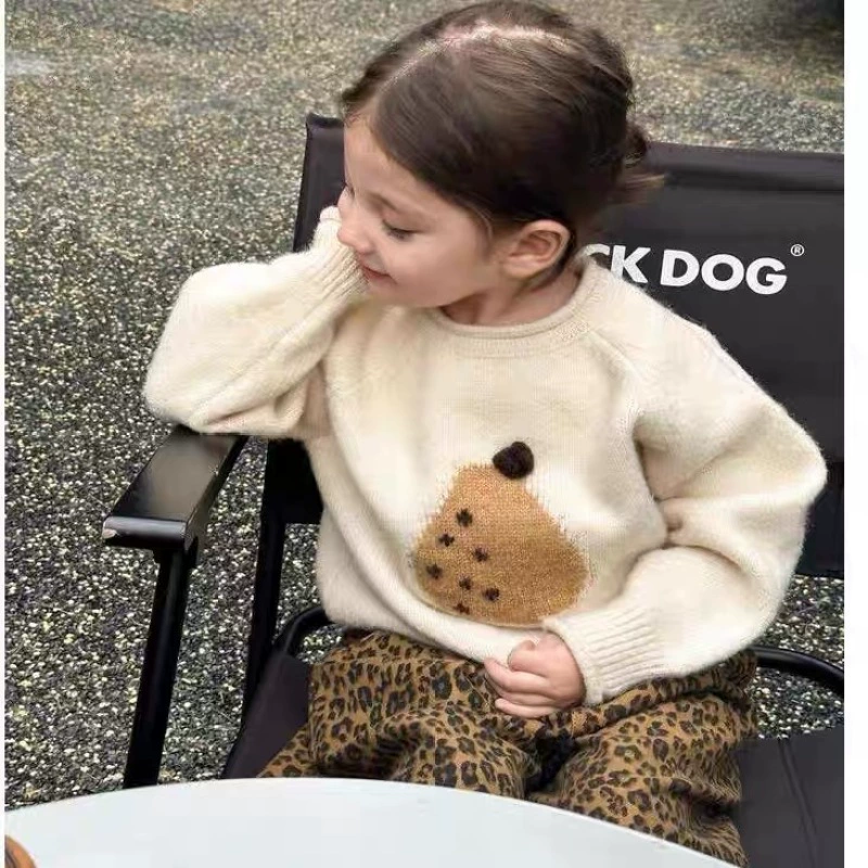 (Cross-border trading), cream demi-season cartoon autumn sweater, children's cute knitted thermal underwear, Korean style, oversize