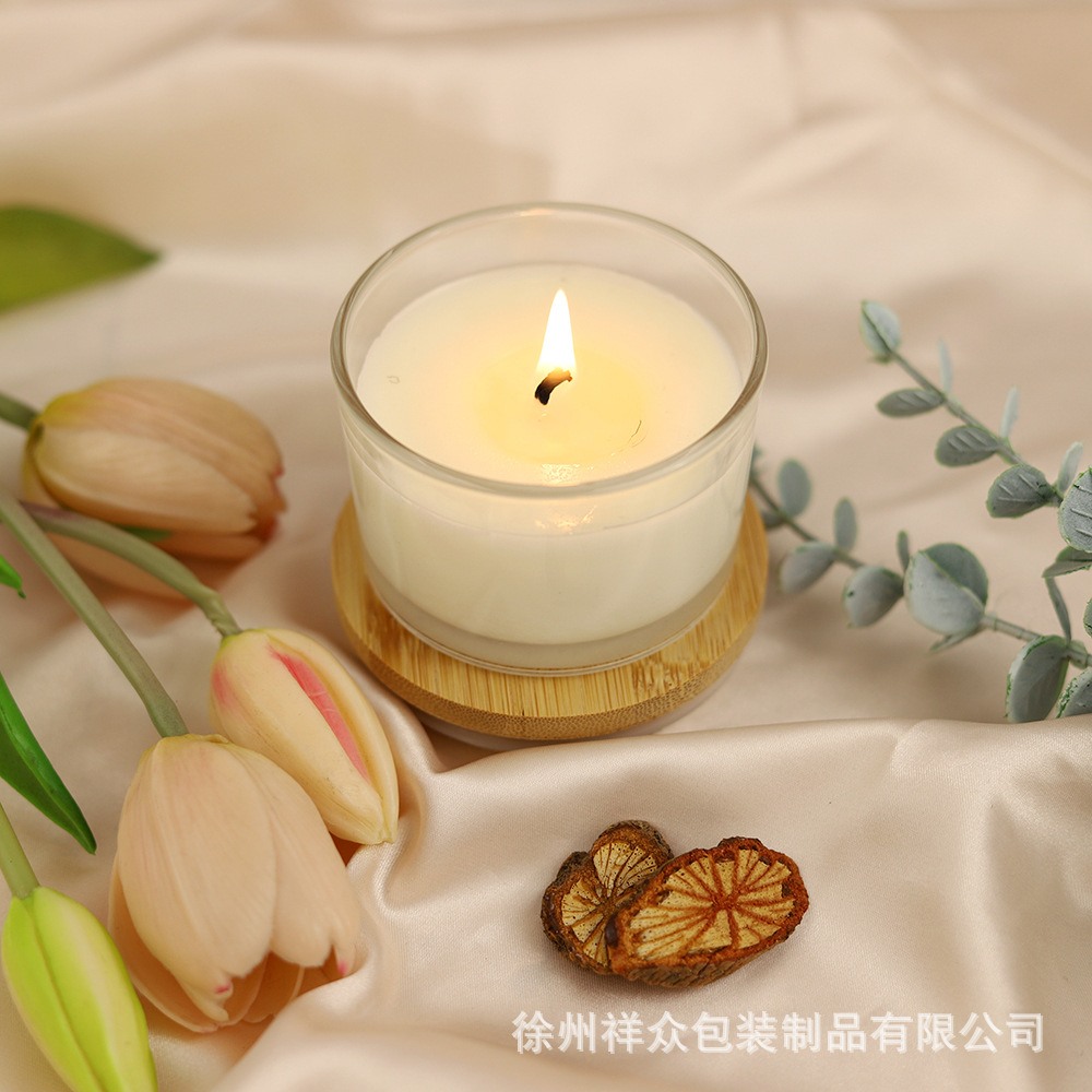 Amazon Spot Copa de velas de aromaterapia Tarro transparente Cubierta de candelero de vidrio redondo esmerilado de color con spray de atmósfera ligera y lujosa