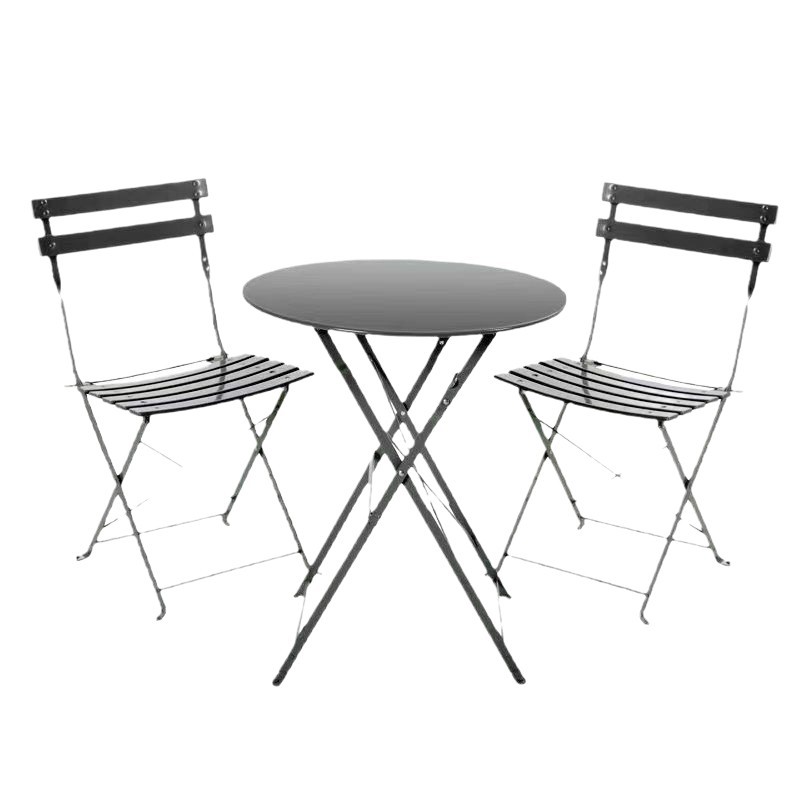 Mesa y silla plegables al aire libre balcón mesas de té ocio mesas y sillas de tres piezas patio exterior impermeable set de hierro forjado creativo