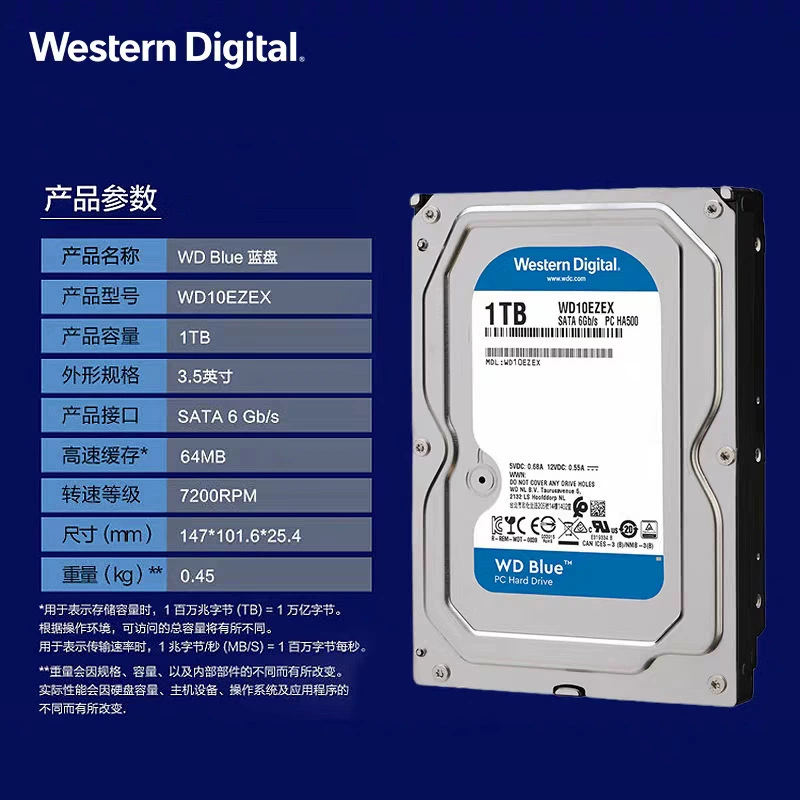 Новый оригинальный WD10EZEX 1 ТБ настольный механический жесткий диск 7200 об/мин Western Digital 1 ТБ