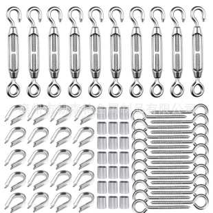 Stainless steel pvc plastic coated steel wire rope string lamp cable suspension mountaineering buckle hook rope tightener kit
