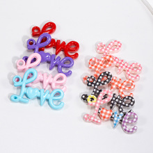 亚克力烤漆LOVE字母牌爱心吊孔DIY手工钥匙扣挂件挂饰小配件批发