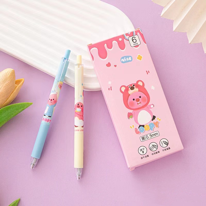 Cute Little Beaver prensa pluma de gel ins pincel de alto aspecto pregunta pluma 0.5ST recarga de secado rápido para niñas Examen de aprendizaje