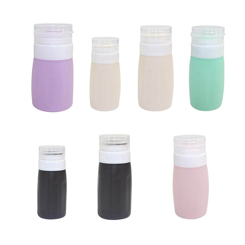 Extrusión de silicona botella de embalaje portátil para productos de cuidado de la piel loción champú de baño botella de embalaje conjunto de viaje