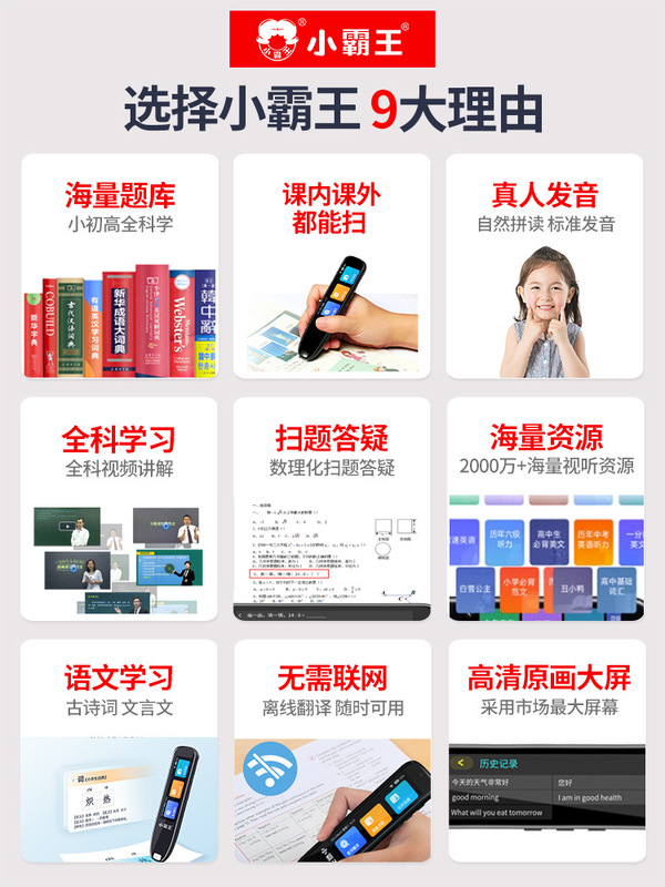 小霸王SD02点读笔通用非英语扫读全科小学生翻译词典笔点读机小学|undefined