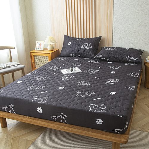 Cross-border Amazon Shopee Waterproof Bed Sheet Set Washable Solid Color Mattress Cover Potty Proof Mattress Protector Bed Cover Bed Skirt Group Buying