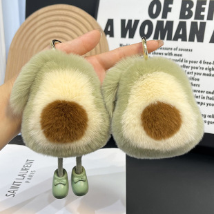 Cute Rex Rabbit Hair Agaro Car Keychain Pendant Ins Internet Celebrity Plush Doll Bag Bag Hanging Gift