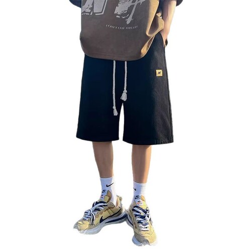 Men's denim shorts men's summer new American retro high street fashion straight leg loose casual five-point pants men's clothing