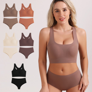 European and American sports seamless wireless bra suit women's sexy push up top support vest-style women's I-shaped back bra