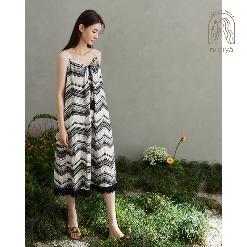 Nadia Pajamas Nightgown Women's Summer Pure Cotton Thin Sexy Slip Skirt Outwear Fashionable Vacation Style Home Clothes