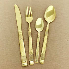410不锈钢刀叉勺 光芒罗马柱柄西餐具家用餐厅牛排意面沙拉刀叉勺
