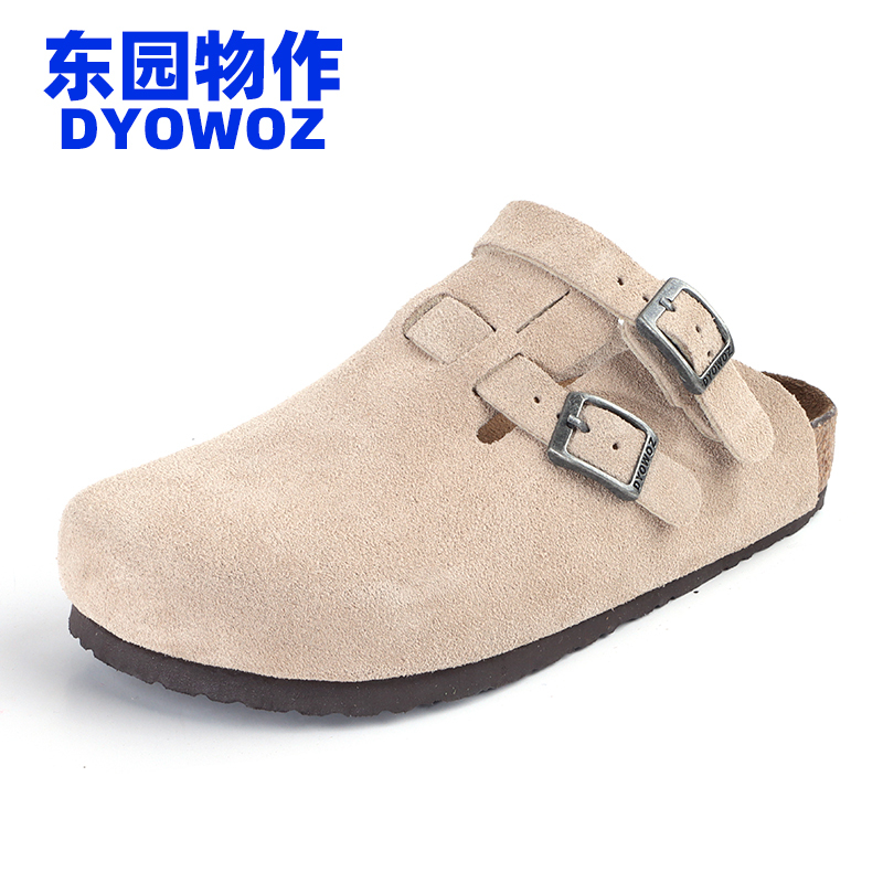 DYOWOZ/Dongyuan Material for Cork Baotou Women's Shoes Leather Dual-Use Outwear Birkenthal Japanese Vintage Half-Pack Slippers