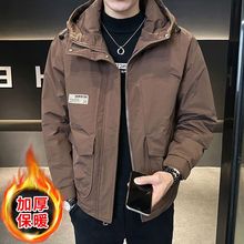 秋冬季新款加厚冬季男士夹克潮流外套休闲时尚工装冲锋衣连帽棉服