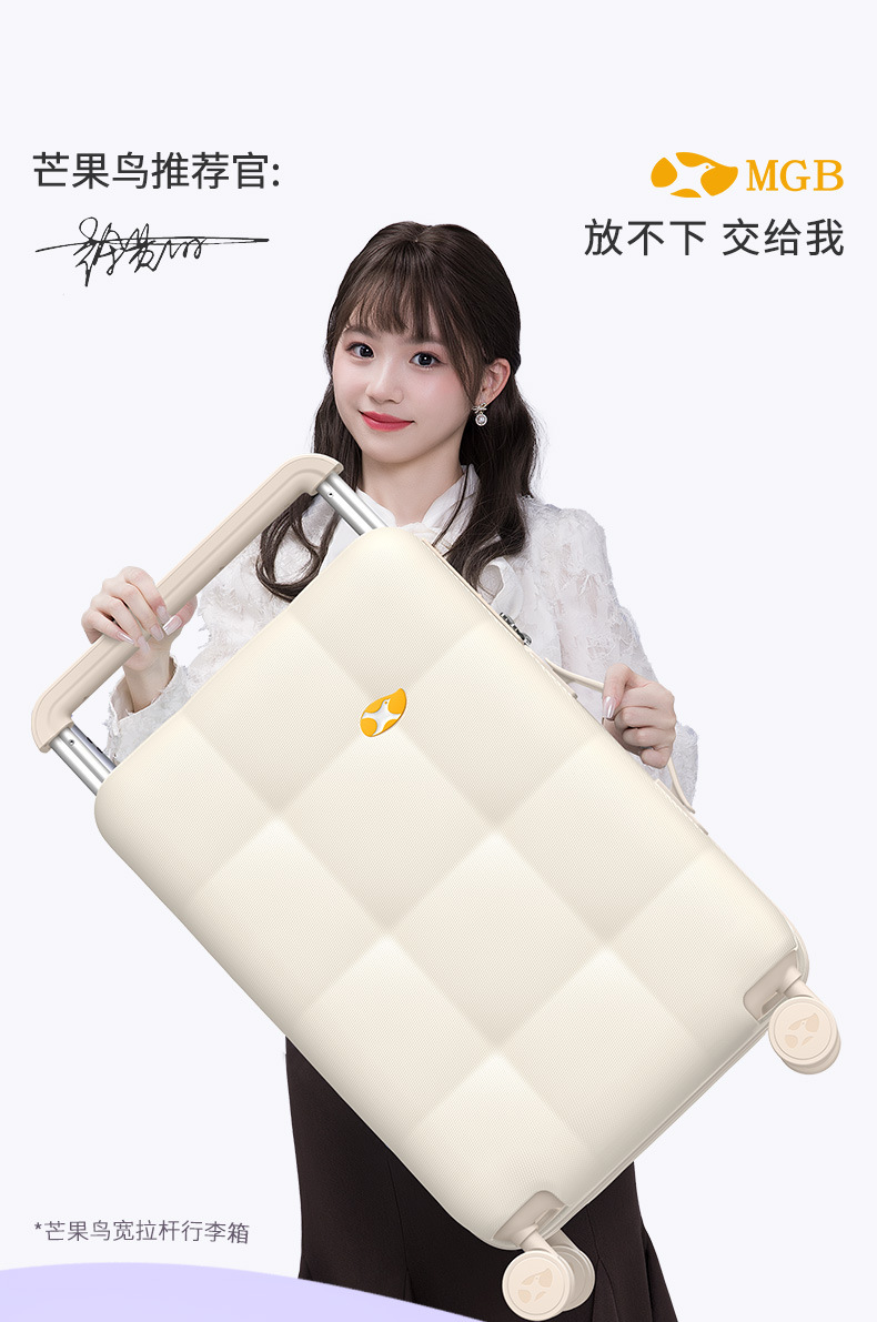 Vali kéo Mango Bird 20 inch chống rơi chống mài mòn, cổng sạc tiện lợi — Thanh kéo rộng có khóa kéo chống nước và cổng sạc hành lý màu hồng chi tiết 2