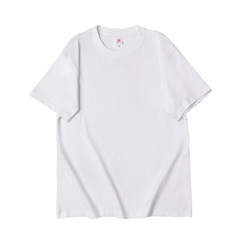 Camiseta de algodón de manga corta para hombres transpirable de color sólido cuello redondo soporte de logotipo personalizado camiseta publicitaria camiseta camiseta