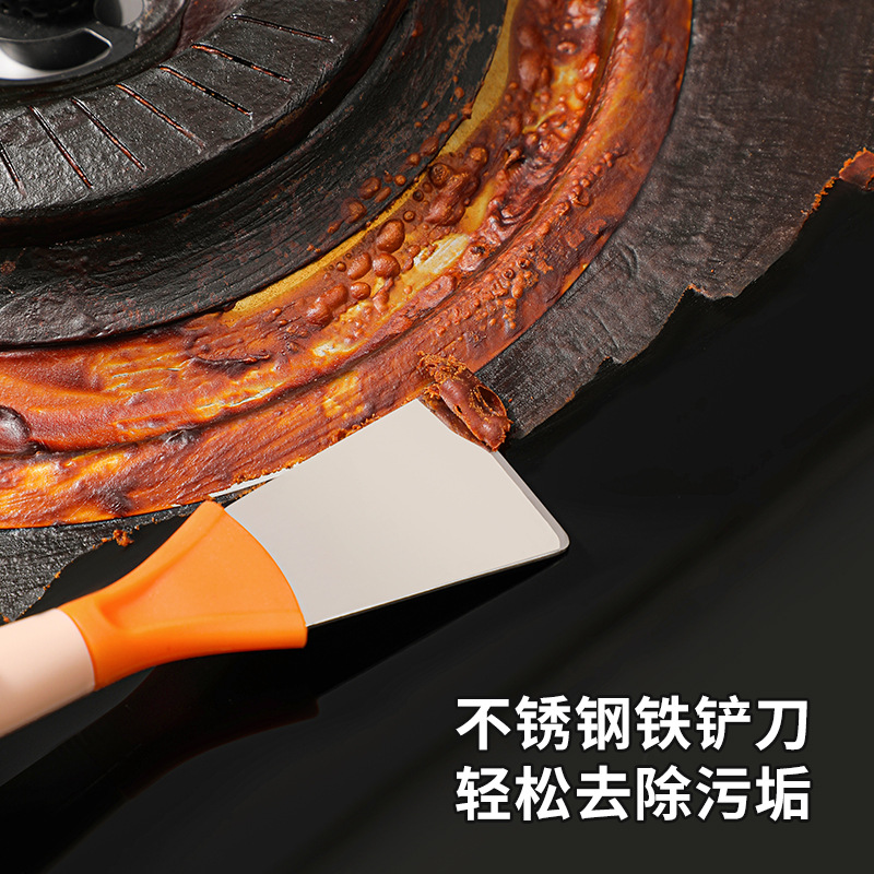 Cocina de gas cepillo de limpieza cocina cepillo de cocina 3 en 1 cepillo de hendidura de chimenea cepillo de alambre de acero cuchilla multifuncional