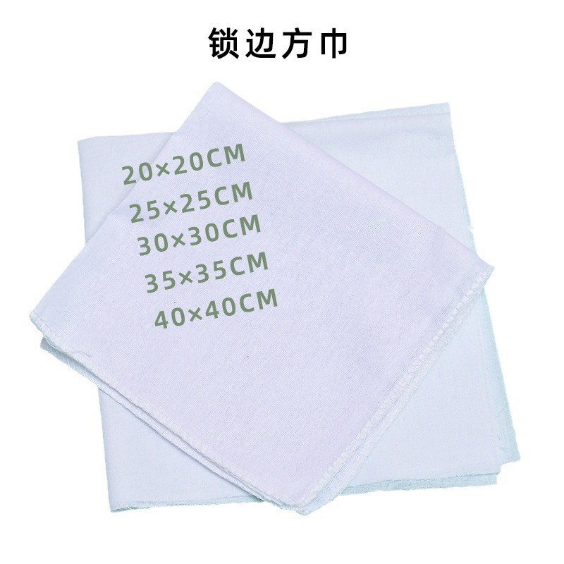 Toalla cuadrada pequeña de teñido anudado de algodón puro al por mayor de fábrica Toalla cuadrada de bricolaje de teñido de hierba Toalla cuadrada de teñido anudado pintado a mano para niños Blanco