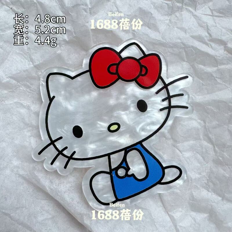 三福同款卡通Kitty猫发夹时尚百搭红色甜美可爱鸭嘴夹儿童碎发卡|undefined