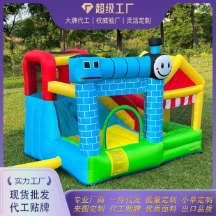 Small Train Castle Kidsren's Inflatable Slide, Home Kidsren's Playground, Small Trampoline Family Entertainment Facility