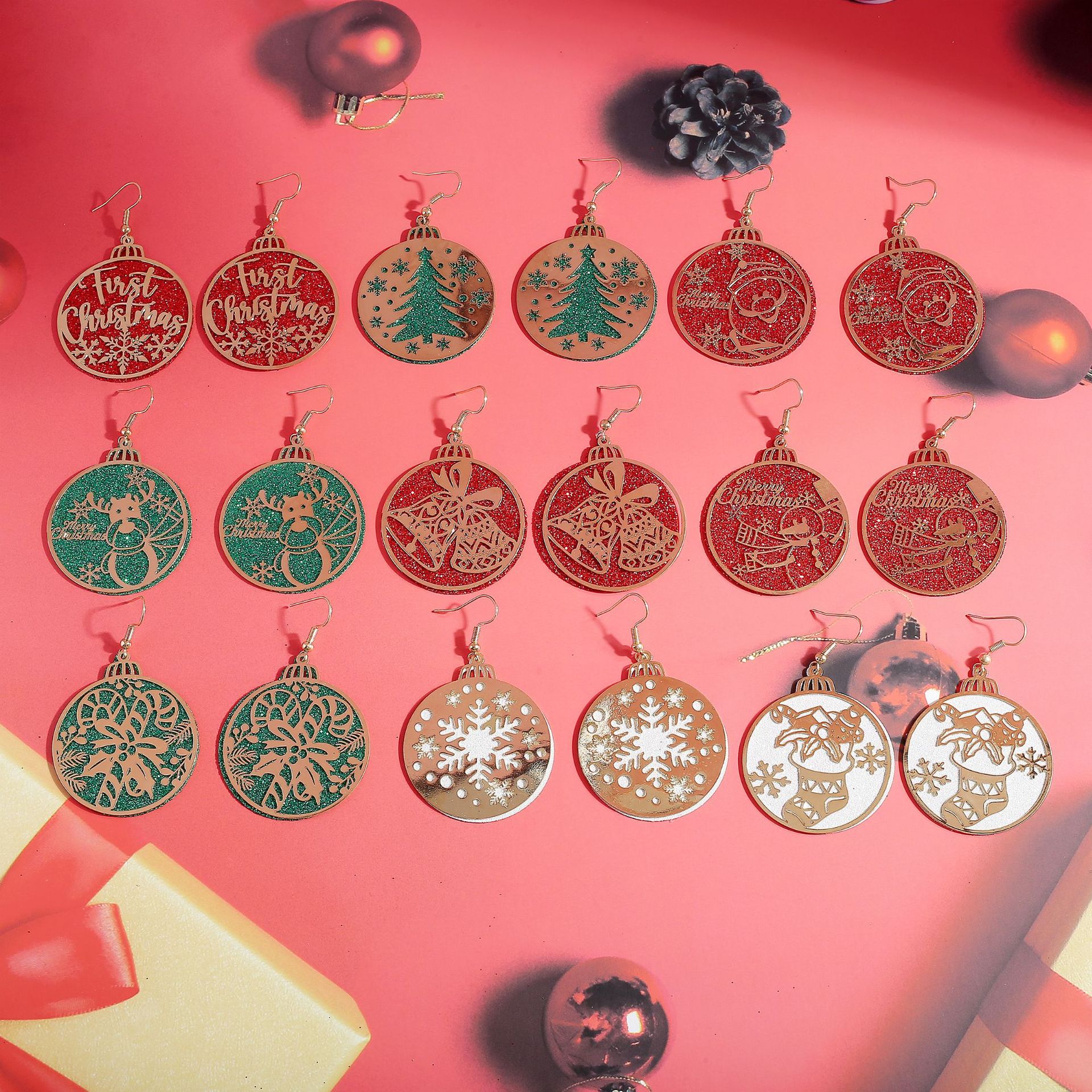 17g Weight Christmas Festival Women's Gender Cute Style Cute Copper Earrings 9