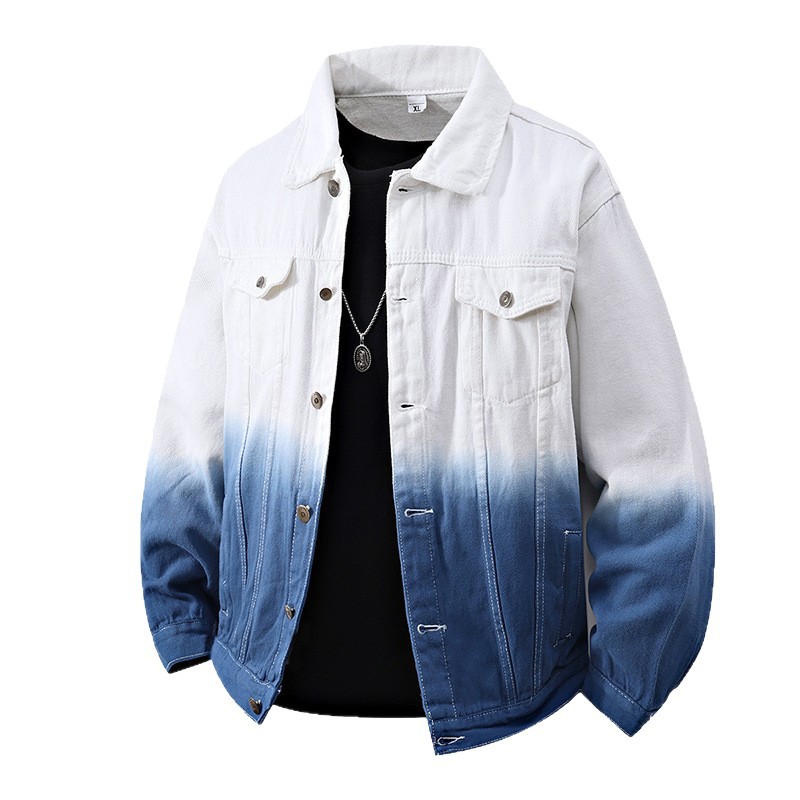 Men's Denim Jacket Trendy Colorblock Men's Tops New Arrival Japanese Style All Match Gradient Jacket Men_mkmklike.com