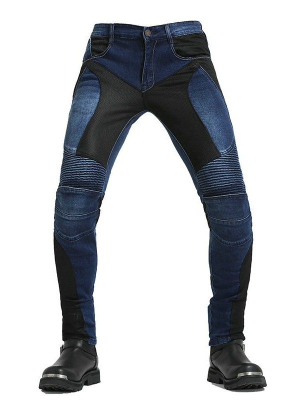 Pantalones vaqueros de la motocicleta de los hombres y las mujeres de verano de malla transpirable pantalones de la motocicleta pantalones de ciclismo al aire libre resistente a la caída CE de silicona equipo de protección