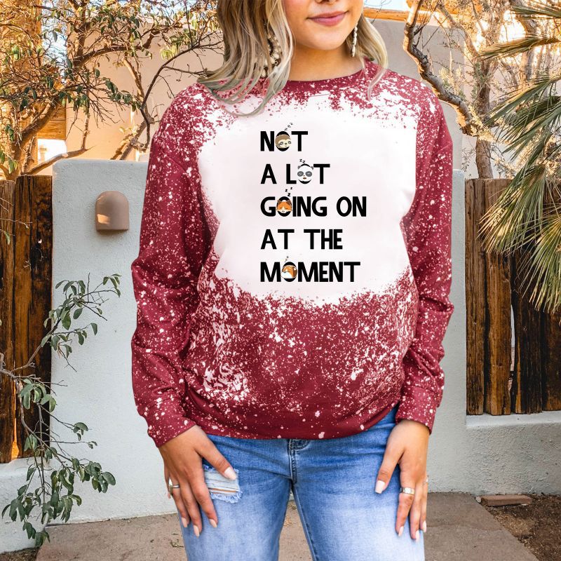 Felpa con cappuccio ampia a maniche lunghe con scollo rotondo autunno e inverno 2024 da donna alla moda con stampa inglese_voghion.com