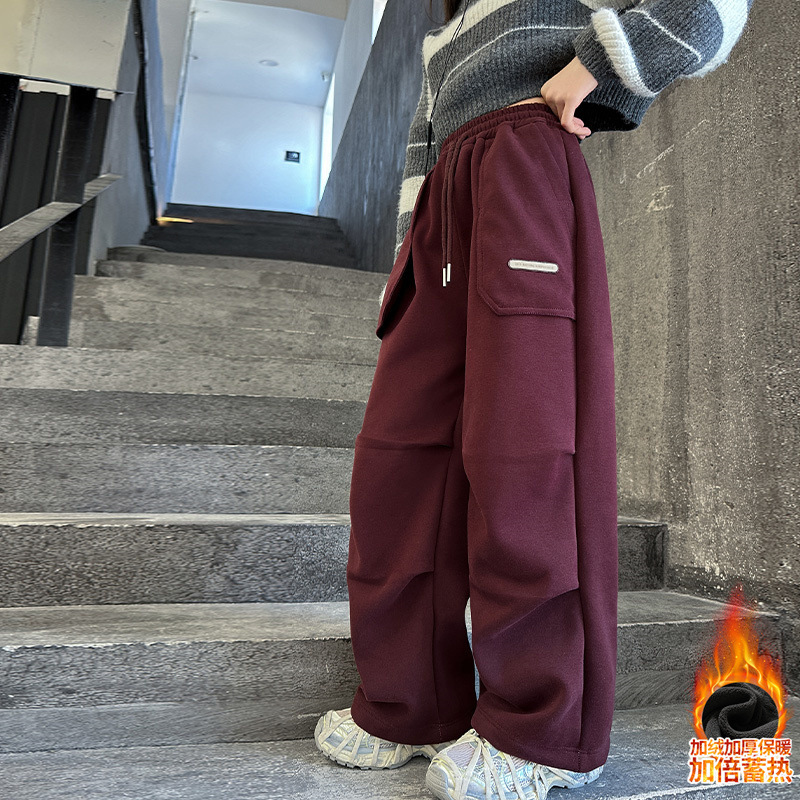 겨울 중다 소녀 기모 커버 바지 새로운 아동복 어린이 소녀 마체테 바지 캐주얼 웨스턴 스타일 트렌디 헤어