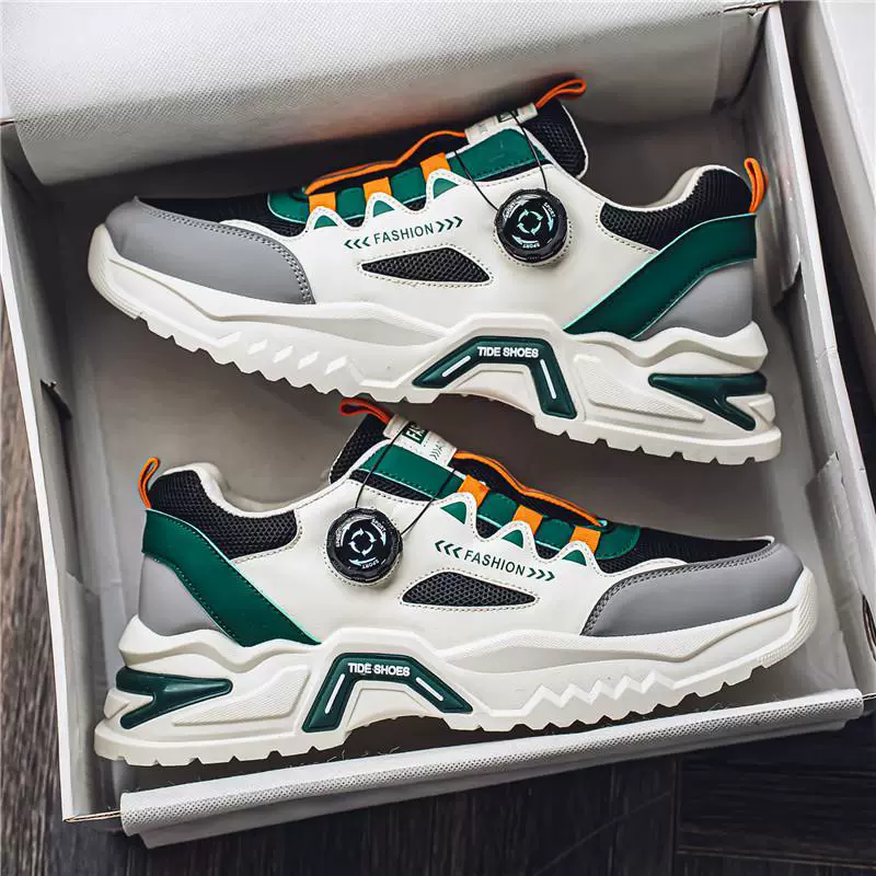 Мужская обувь Летняя дышащая спортивная обувь мужская мягкая подошва молодежная дикая повседневная вращающаяся пуговица