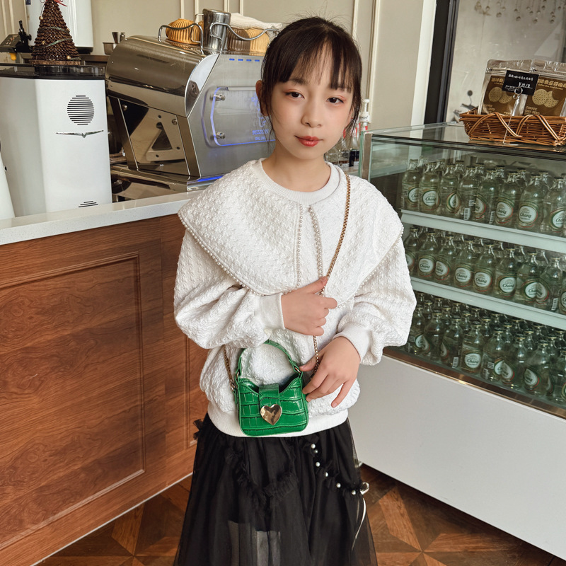Bolsas populares coreanas para niños y niñas, bolsas de hombro de piedra extranjera, mini bolsas de cadena para bebés, nuevas bolsas de amor para niños