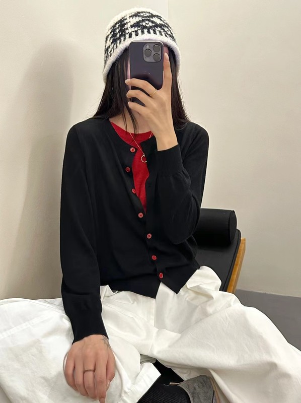 2025秋冬新款针织毛衣假两件细羊毛纽扣开衫休闲气质韩版拼色女装|undefined