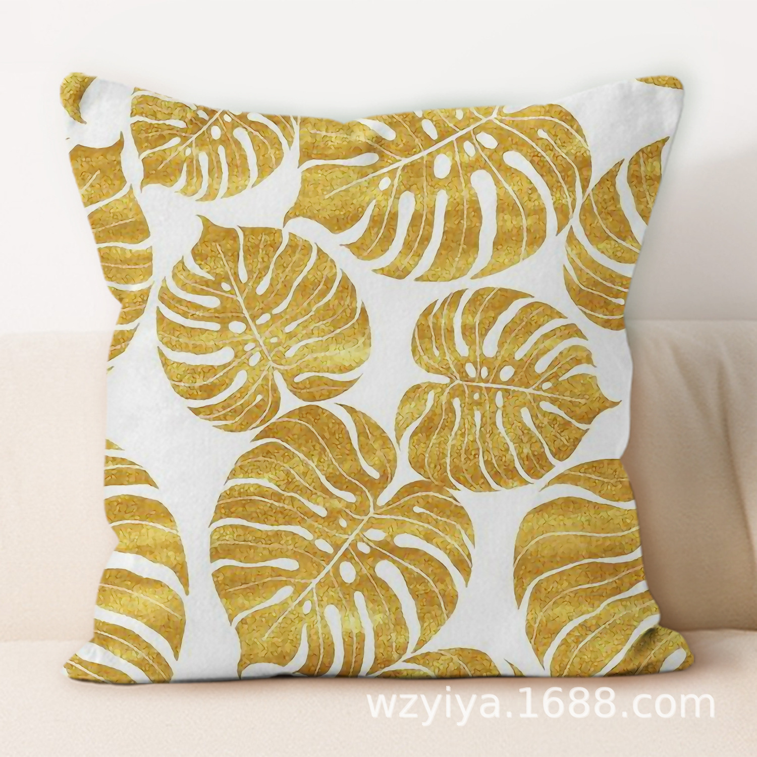 almohada de hoja estampada simple y moderna decoración del sofá de la sala de estar almohada de cabecera de cama cuadrada desmontable