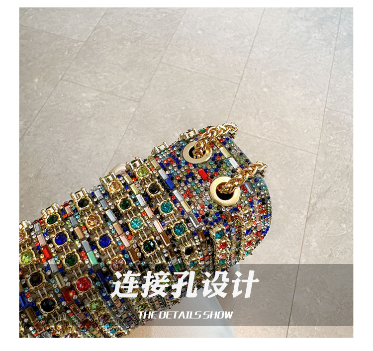 New foreign trade European and American retro underarm bag, casual and fashionable rhinestone small bag, niche single-shoulder bag, crossbody dinner bag undefined