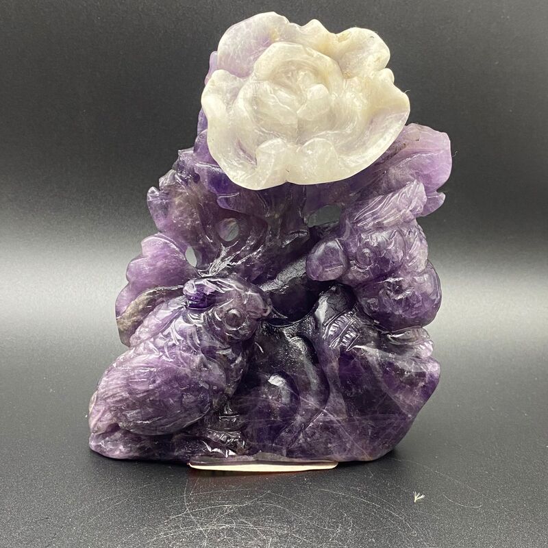 天然紫晶鹦鹉摆件精品水晶桌面摆件装饰水晶摆件直播专供 图 2
