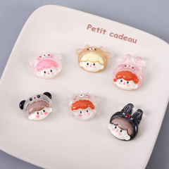 亮面卡通女孩頭樹脂配件 DIY手機殼奶油膠手工材料鑰匙扣掛件批發