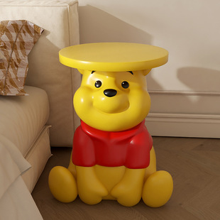 Yellow Winnie the Pooh Cartoon Cute Floor-Standing Ornaments Bedside Table Side Table Storage Living Room Sofa Creative Storage Rack