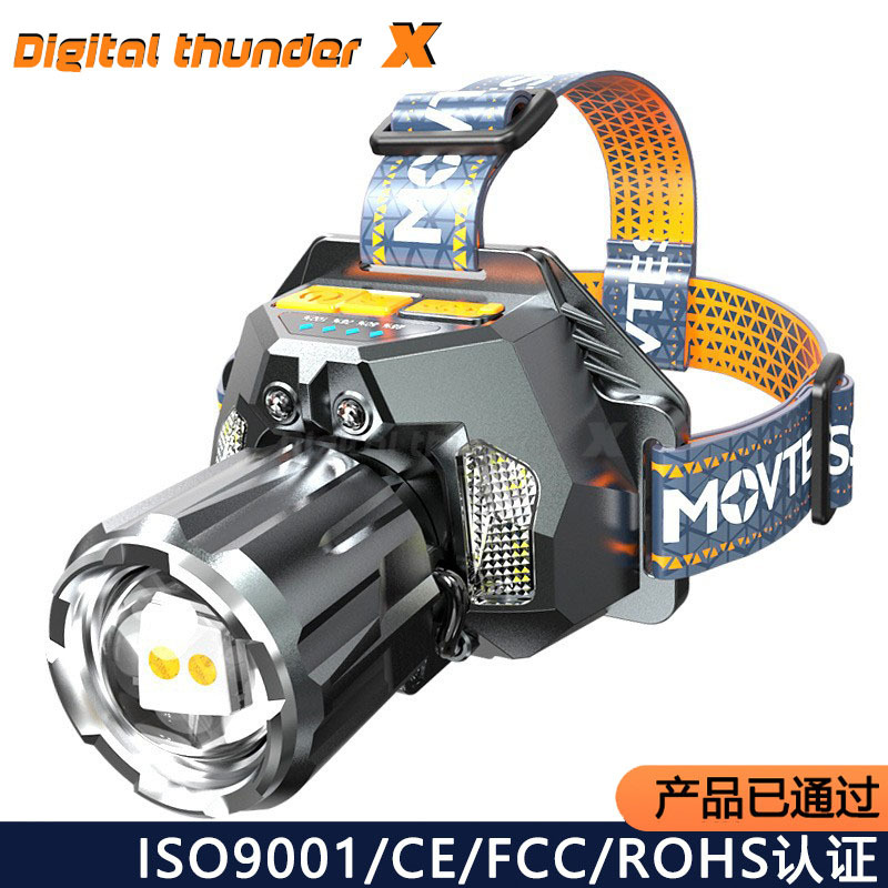 Nuevo LED luz fuerte luz de luz amarillo y blanco doble fuente de luz luz luz luz de pesca nocturna de inducción al aire libre luz de largo alcance super brillante montada en la cabeza lámpara de mina