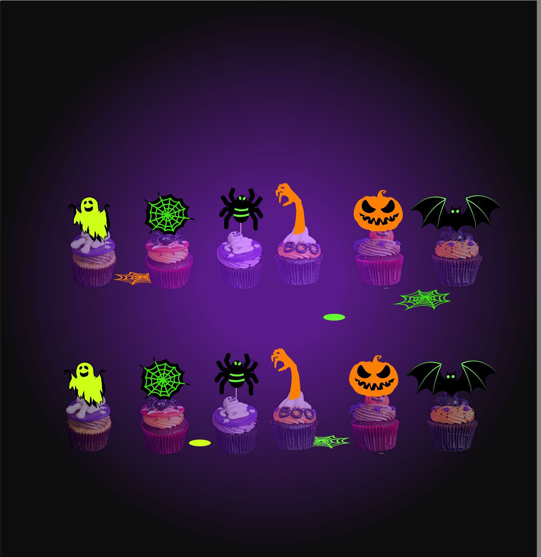 2023 New Halloween Festival Ghost Pumpkin Cake with Fluorescent Party Decoration Spider Flag_voghion.com